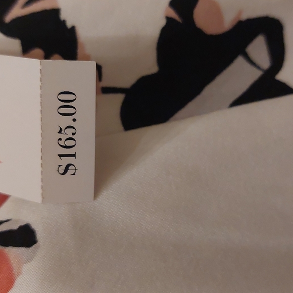 White House Black Market Ecru & Goddess Floral Sateen Fit & Flare Dress Sz8P NWT - Picture 10 of 15